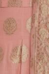 Pranay Baidya_Peach Banarasi Embroidered Sequin Blouse With Lehenga And Dupatta  _at_Aza_Fashions