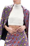 Urvashi Joneja_Purple Satin Blazer And Shorts Set_Online_at_Aza_Fashions