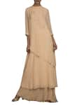 Buy_Priyam Narayan_Peach Georgette Embroidered Thread Layered Kurta With Palazzo Pants  _at_Aza_Fashions