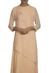 Buy_Priyam Narayan_Peach Georgette Embroidered Thread Layered Kurta With Palazzo Pants  _Online_at_Aza_Fashions