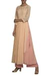 Buy_Priyam Narayan_Pink Georgette Embroidered Thread Round Neck Kurta With Palazzo Pants  _at_Aza_Fashions