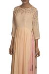 Priyam Narayan_Pink Georgette Embroidered Thread Round Neck Kurta With Palazzo Pants  _Online_at_Aza_Fashions