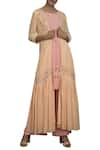 Buy_Priyam Narayan_Pink Georgette Embroidered Hand Jacket Kurta With Palazzo Pants  _at_Aza_Fashions