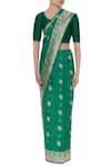Buy Sailesh Singhania Green Rose Mulberry Silk Saree And Unstitched Blouse Online at Aza Fashions Buy_Sailesh Singhania_Green Rose Mulberry Silk Saree And Unstitched Blouse_Online_at_Aza_Fashions