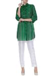 Buy_Aalyxir_Green Chanderi Striped Shirt_at_Aza_Fashions