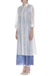 Aalyxir_Off White Chanderi Embroidered Beads Notched Round Layered Tunic With 3d Floral_Online_at_Aza_Fashions