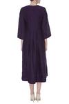 Shop_Aalyxir_Purple Linen Embroidered Beads Notched Round Midi Dress With Dragonfly Motif_at_Aza_Fashions