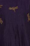 Aalyxir_Purple Linen Embroidered Beads Notched Round Midi Dress With Dragonfly Motif_at_Aza_Fashions