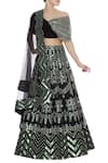 Buy_Reeti Arneja_Black Applique Work Organza Lehenga Set_at_Aza_Fashions