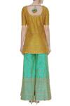 Shop_Vandana Sethi_Yellow Raw Silk Cutdana, Beads Round Sequin Embroidered Kurta And Sharara Set_at_Aza_Fashions