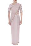 Pooja Peshoria Pink Organza Embroidered Floral Mukaish Saree With Cutdana Embellished Blouse Online at Aza Fashions Pooja Peshoria_Pink Organza Embroidered Floral Mukaish Saree With Cutdana Embellished Blouse _Online_at_Aza_Fashions