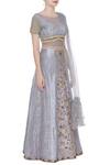 Divya Kanakia_Grey Lehenga Raw Silk Embroidered Zardosi Round Set _Online_at_Aza_Fashions