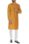 Buy_Chatenya Mittal_Yellow Cotton Silk Cutdana, Beads Pintuck Kurta Set _at_Aza_Fashions