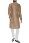 Buy_Chatenya Mittal_Beige Cotton Silk Embroidered Beads Thread Work Kurta Set _at_Aza_Fashions