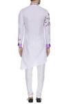 Shop_SOL by Piyush Dedhia_Off White Cotton Embroidered Floral Asymmetric Kurta With Churidar  _at_Aza_Fashions