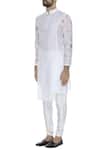 SOL by Piyush Dedhia_Off White Cotton Embroidered Floral Flower Kurta _Online_at_Aza_Fashions