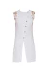 Buy_SOL by Piyush Dedhia_Off White Stretch Texture Embroidered Floral Sleeveless Jacket  _Online_at_Aza_Fashions