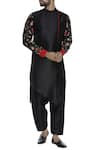 Buy_SOL by Piyush Dedhia_Black Cotton Embroidered Floral Kurta With Salwar  _at_Aza_Fashions