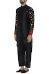 SOL by Piyush Dedhia_Black Cotton Embroidered Floral Kurta With Salwar  _Online_at_Aza_Fashions