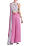 Shop_Limerick by Abirr N' Nanki_Pink Round Printed Pre Draped Pant Saree _at_Aza_Fashions