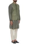 Aqube by Amber_Green Raw Silk Cord Embroidered Nehru Jacket_Online_at_Aza_Fashions