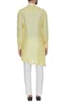 Shop_Aqube by Amber_Yellow Asymmetric Pathani Kurta  _at_Aza_Fashions