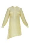 Buy_Aqube by Amber_Yellow Asymmetric Pathani Kurta  _Online_at_Aza_Fashions