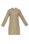 Buy_Aqube by Amber_Gold Raw Silk Embroidered Floral Self Kurta  _Online_at_Aza_Fashions