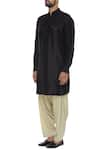 Aqube by Amber_Black Silk Pathani Kurta  _Online_at_Aza_Fashions