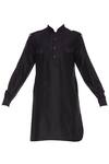 Buy_Aqube by Amber_Black Silk Pathani Kurta  _Online_at_Aza_Fashions