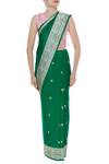 Buy_Ohfab_Green Handwoven Saree With Unstitched Blouse_Online_at_Aza_Fashions