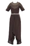 Buy_Eclat by Prerika Jalan_Brown Round Embroidered Overlay Jumpsuit _Online_at_Aza_Fashions