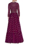 Shop_Vvani by Vani Vats_Wine Hand Embroidered Anarkali Kurta Set_at_Aza_Fashions