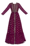 Buy_Vvani by Vani Vats_Wine Hand Embroidered Anarkali Kurta Set_Online_at_Aza_Fashions