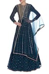 Buy_Vvani by Vani Vats_Blue Sequin Embroidered Anarkali Kurta With Dupatta_at_Aza_Fashions