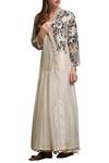 Buy_Prama By Pratima Pandey_Off White Pure Hand-woven Chanderi Silk Embroidered Dori Anarkali Set  _at_Aza_Fashions