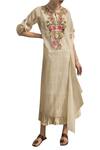 Buy_Prama By Pratima Pandey_Off White Hand-woven Chanderi Silk Floral Kurta With Crushed Inner  _at_Aza_Fashions