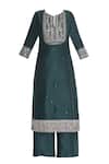 Buy_Priyanka Singh_Green Chanderi Kurta Set  _Online_at_Aza_Fashions
