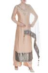 Buy_Priyanka Singh_Peach Chanderi Gota Pati And Sequin Kurta With Pants And Dupatta  _at_Aza_Fashions