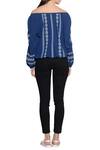 Shop_Umbar_Blue Embroidered Bardot Top _at_Aza_Fashions