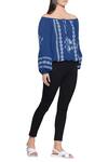 Umbar_Blue Embroidered Bardot Top _Online_at_Aza_Fashions