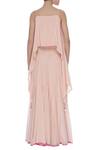 Shop_Madsam Tinzin_Peach Asymmetric Top With Pleated Skirt And Dupatta_at_Aza_Fashions