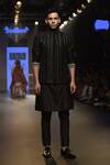 Buy_Sva By Sonam & Paras Modi_Black Kurta Raw Silk Embroidered Beads With Pants_at_Aza_Fashions