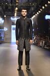Buy_Sva By Sonam & Paras Modi_Black Raw Silk Embroidered Beads Embellished Sherwani With Pants_at_Aza_Fashions