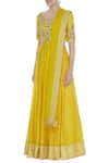 Neha Khullar_Yellow Chanderi Silk Embroidered Thread Anarkali Kurta With Dupatta  _Online_at_Aza_Fashions