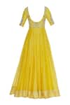 Shop_Neha Khullar_Yellow Chanderi Silk Embroidered Thread Anarkali Kurta With Dupatta  _Online_at_Aza_Fashions