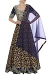 Buy_Neha Khullar_Blue Chanderi Silk Embroidered Thread Anarkali Kurta With Dupatta  _at_Aza_Fashions