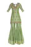 Buy_Neha Khullar_Green Chanderi Silk Embroidered Thread Embellished Kurta With Gharara  _Online_at_Aza_Fashions