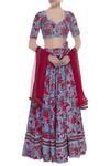 Buy_Surendri_Blue Chanderi Embroidered Zari Hexagon Lehenga Set_at_Aza_Fashions