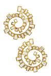 Buy_Isharya_Gold Plated Mirror Spiral Earrings _at_Aza_Fashions